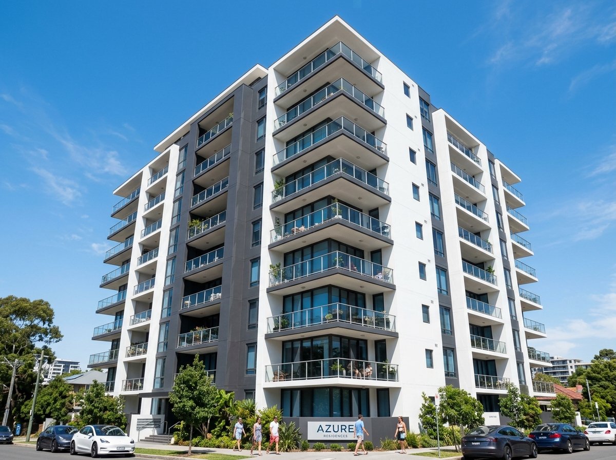 Contemporary apartment building exterior painted to highest standards